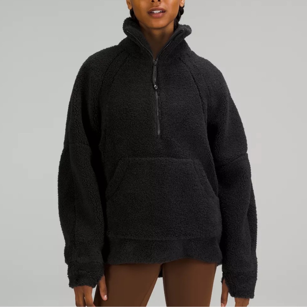Lululemon Scuba Oversized Sherpa Fleece Jacket Coat Size XS/S Black EUC